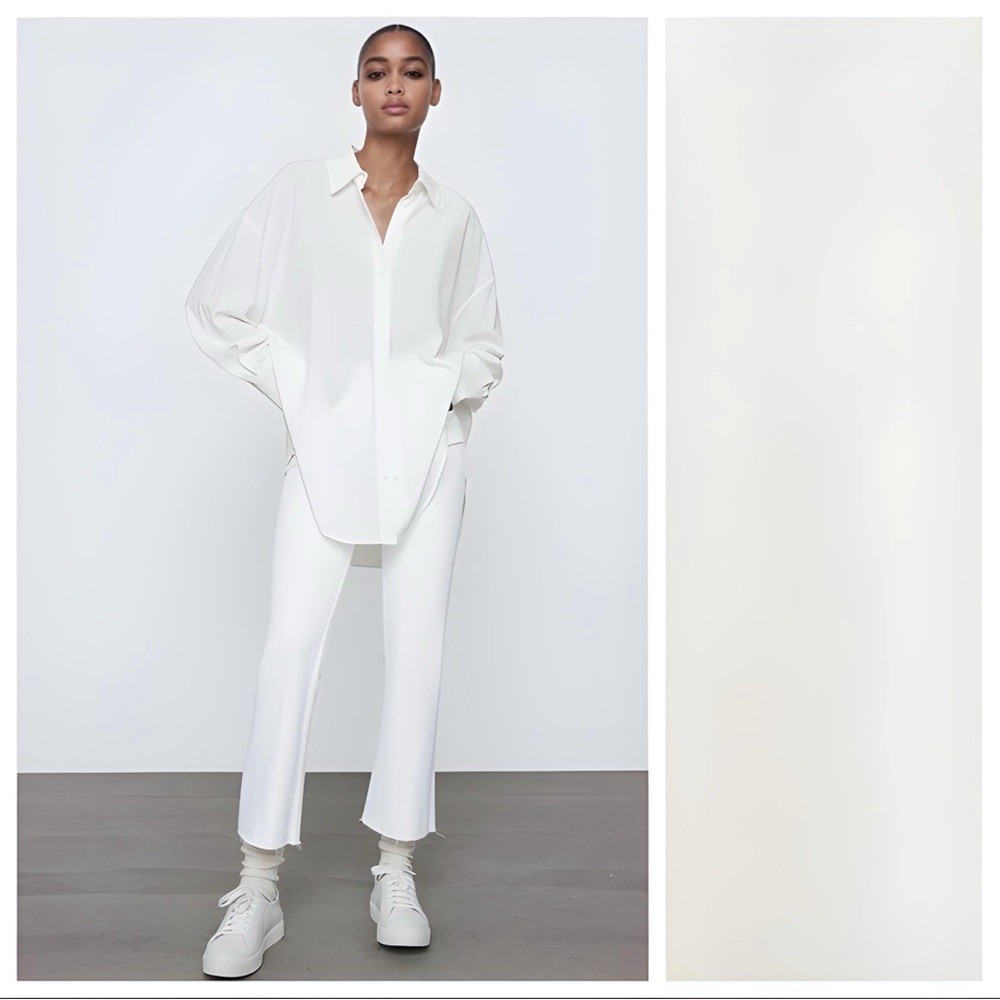 Zara Oversized White Button-Up Blouse